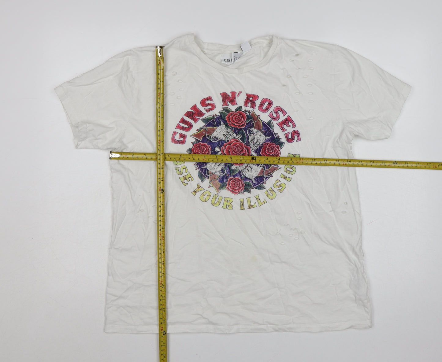 Atmosphere Womens White Guns N' Roses Band T-Shirt Size 16 Cotton