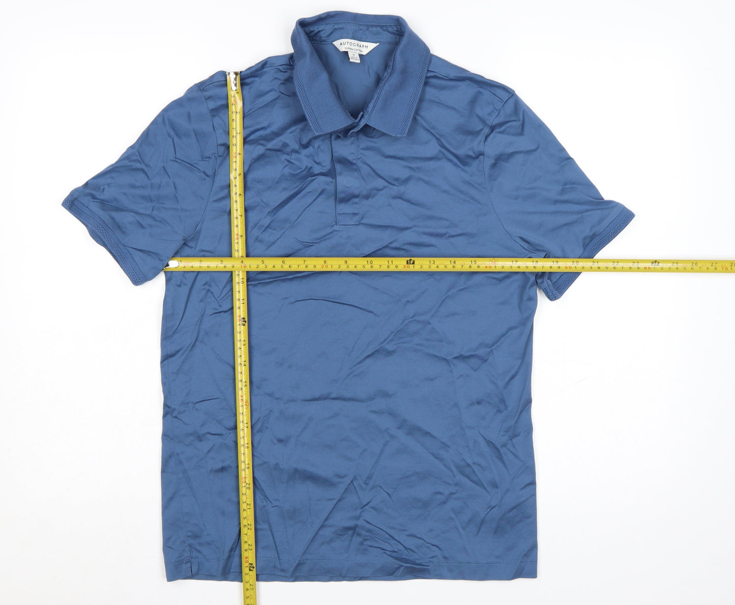 Marks and Spencer Autograph Men's Blue Supima Cotton Polo Shirt M