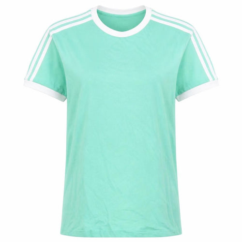 Adidas Womens Green Ringer Crew Neck T-Shirt Size 12