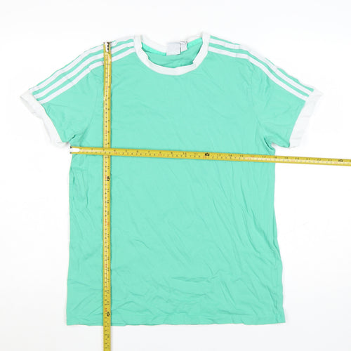 Adidas Womens Green Ringer Crew Neck T-Shirt Size 12