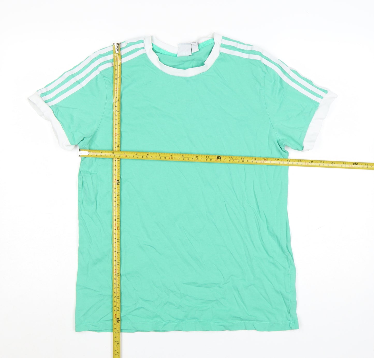 Adidas Womens Green Ringer Crew Neck T-Shirt Size 12