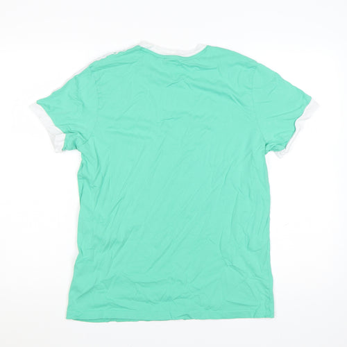 Adidas Womens Green Ringer Crew Neck T-Shirt Size 12