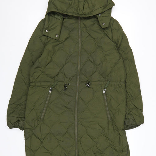 Marks and Spencer Women’s Green Long Quilted Puffer Coat Size 12