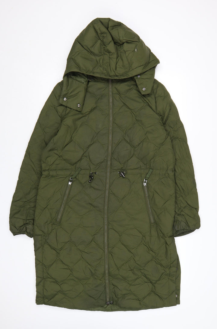Marks and Spencer Women’s Green Long Quilted Puffer Coat Size 12