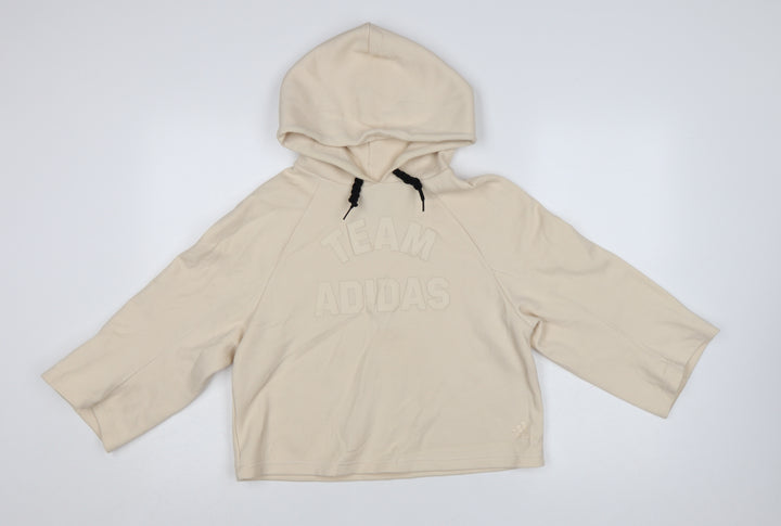 Adidas Women's Beige XS Pullover Hoodie Team Logo Cotton Blend
