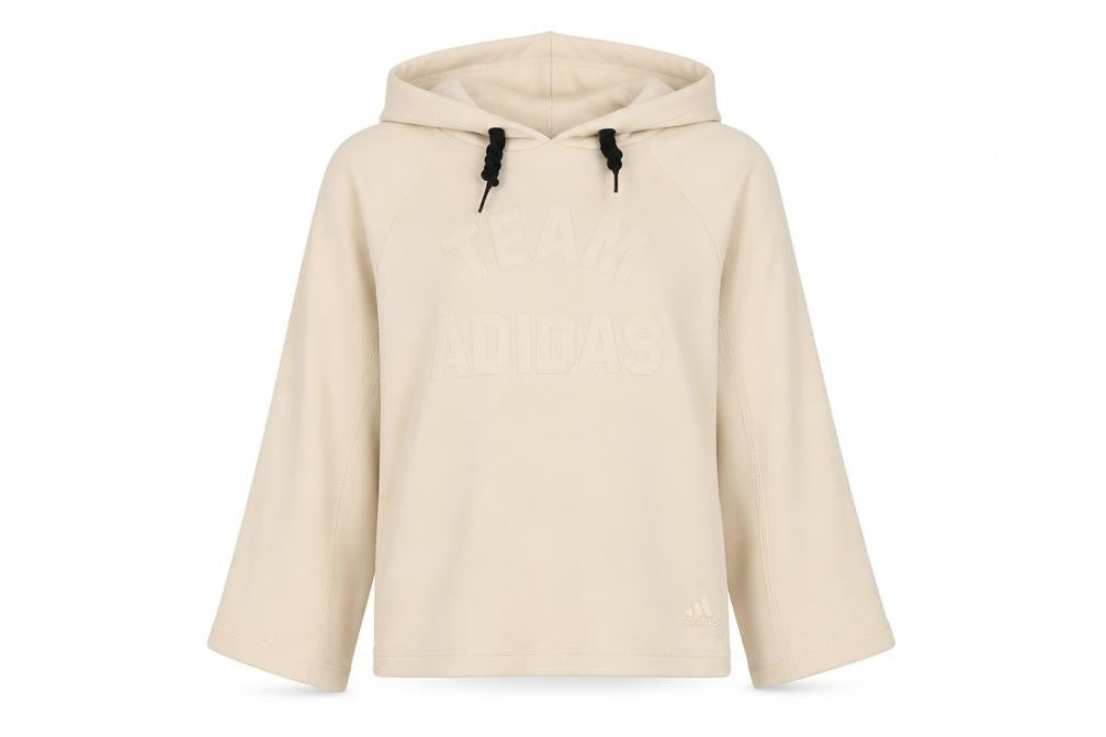 Front view of Adidas Women's Beige XS Pullover Hoodie Team Logo Cotton Blend