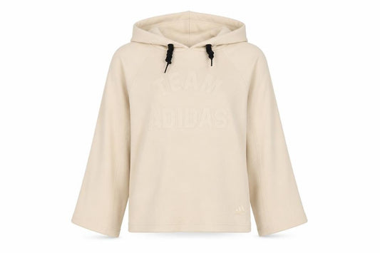 Front view of Adidas Women's Beige XS Pullover Hoodie Team Logo Cotton Blend