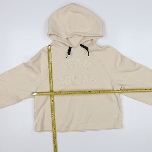Adidas Women's Beige XS Pullover Hoodie Team Logo Cotton Blend