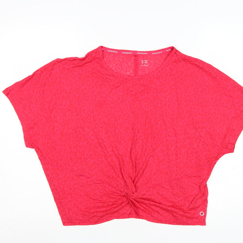Marks and Spencer Goodmove Red Animal Print Cropped Women's T-Shirt Size 16