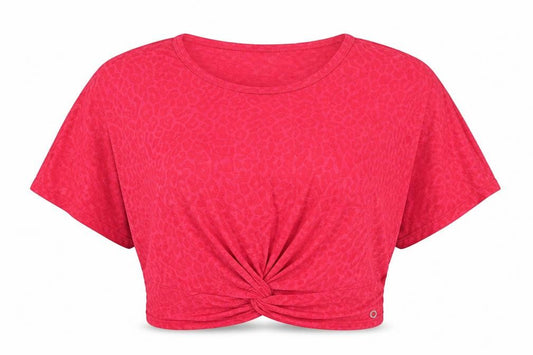 Marks and Spencer Goodmove Red Animal Print Cropped Women's T-Shirt Size 16