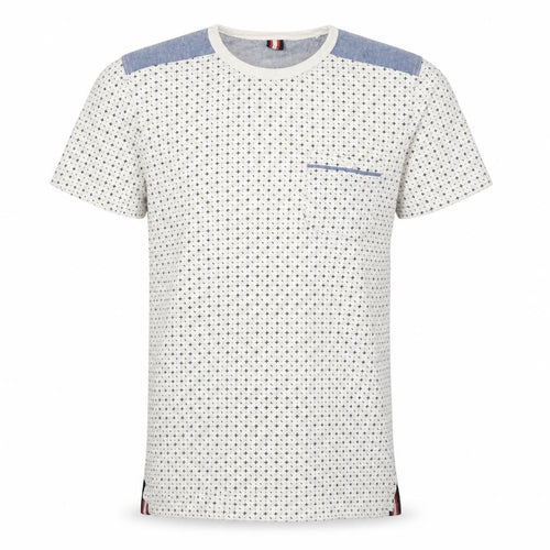 Soviet Men's White Geometric Cotton Crew Neck T-Shirt Medium