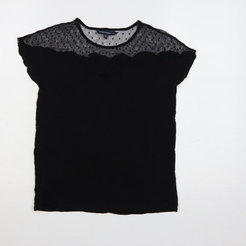 French Connection Womens Black Mesh Detail Tunic Blouse XS