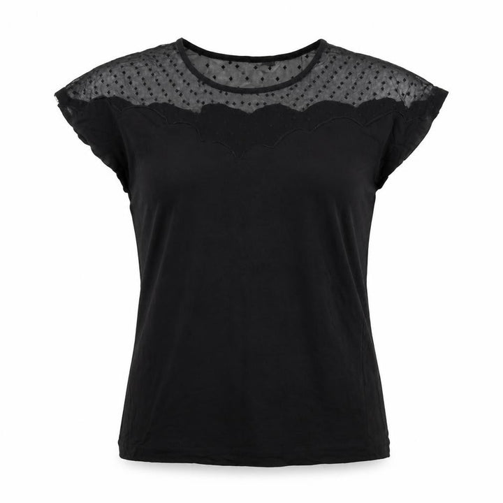 French Connection Womens Black Mesh Detail Tunic Blouse XS