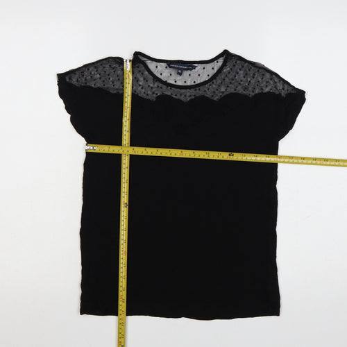 French Connection Womens Black Mesh Detail Tunic Blouse XS