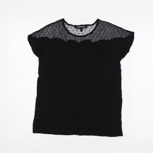 French Connection Womens Black Mesh Detail Tunic Blouse XS