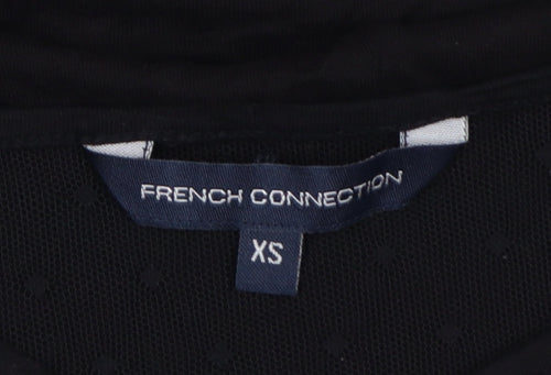 French Connection Womens Black Mesh Detail Tunic Blouse XS