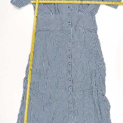 Nobody's Child Women's Blue Check Midi Shirt Dress Size 12
