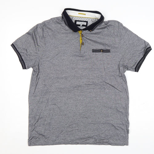 Ted Baker Men's Grey Cotton Short Sleeve Polo Shirt Size L