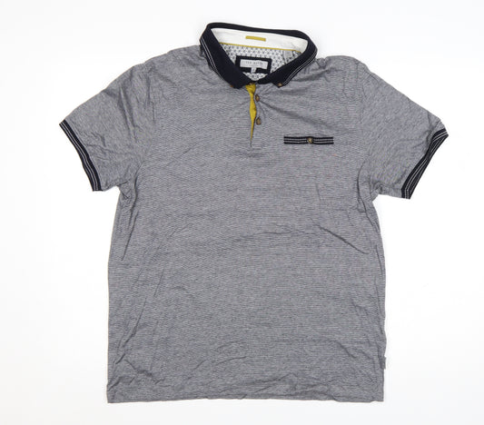 Ted Baker Men's Grey Cotton Short Sleeve Polo Shirt Size L