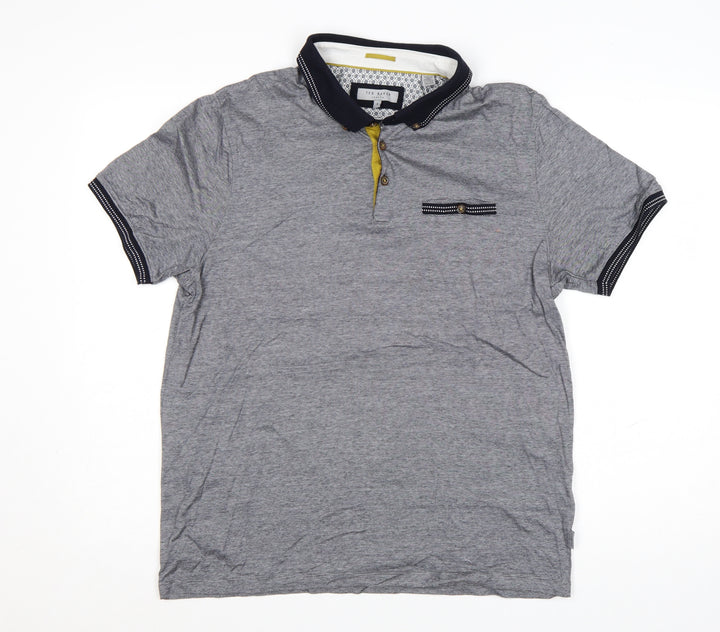 Ted Baker Men's Grey Cotton Short Sleeve Polo Shirt Size L