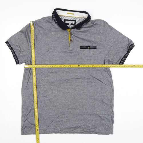 Ted Baker Men's Grey Cotton Short Sleeve Polo Shirt Size L
