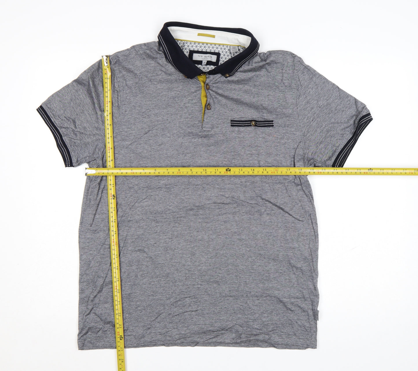 Ted Baker Men's Grey Cotton Short Sleeve Polo Shirt Size L