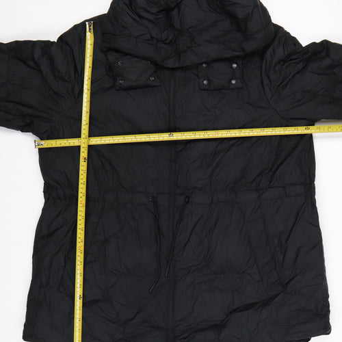Marks and Spencer Womens Black Long Puffer Coat Size 20 Hooded Down Warm