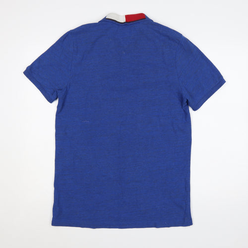 Tommy Jeans Men's Blue Short Sleeve Polo Shirt Size L Cotton Blend