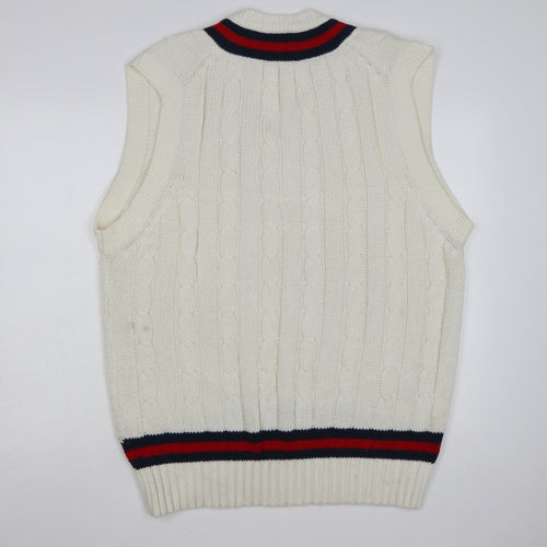 Readers Men's Ivory Cable-Knit Cricket Vest 2XL Acrylic Jumper