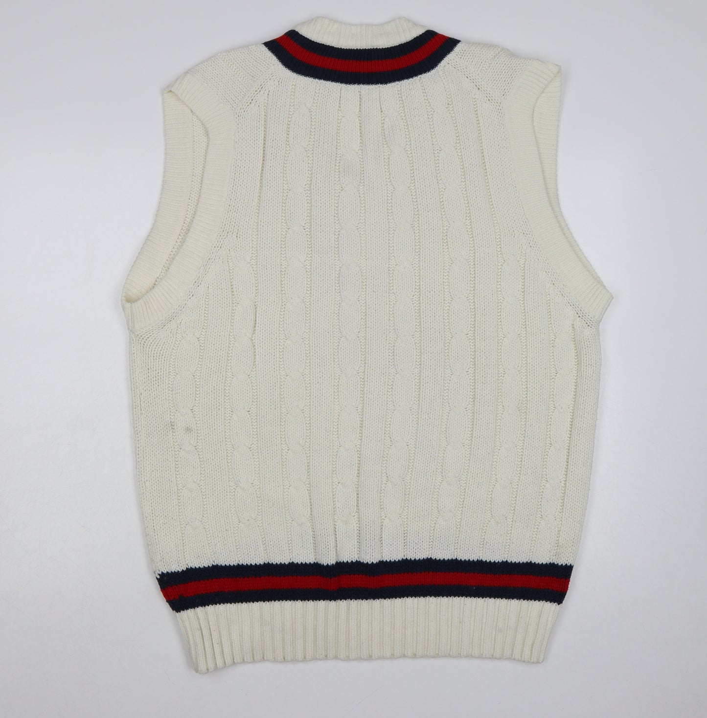 Readers Men's Ivory Cable-Knit Cricket Vest 2XL Acrylic Jumper