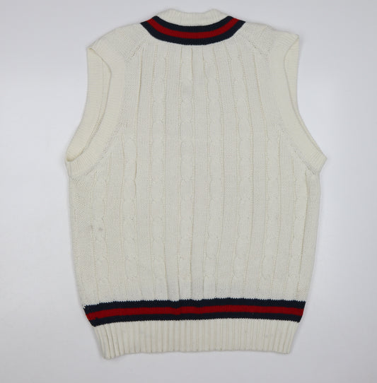Readers Men's Ivory Cable-Knit Cricket Vest 2XL Acrylic Jumper