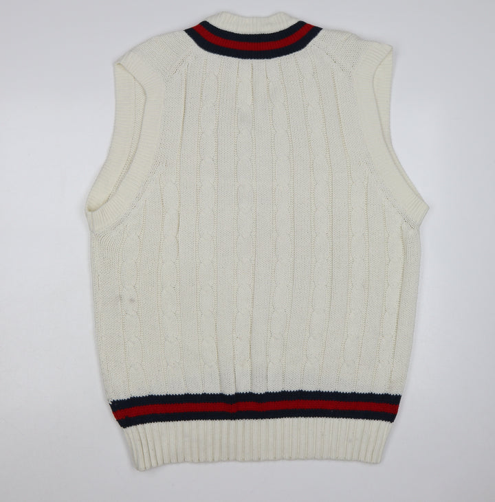 Readers Men's Ivory Cable-Knit Cricket Vest 2XL Acrylic Jumper