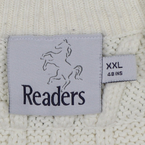 Readers Men's Ivory Cable-Knit Cricket Vest 2XL Acrylic Jumper
