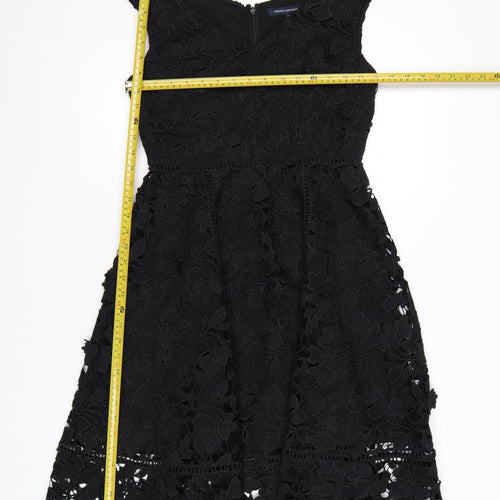French Connection Women's Black Lace Fit & Flare Dress Size 10