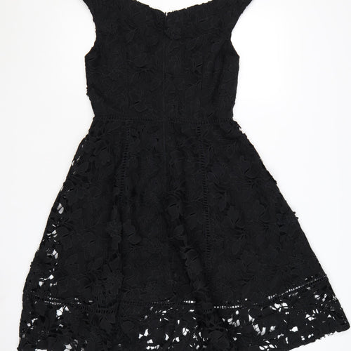 French Connection Women's Black Lace Fit & Flare Dress Size 10