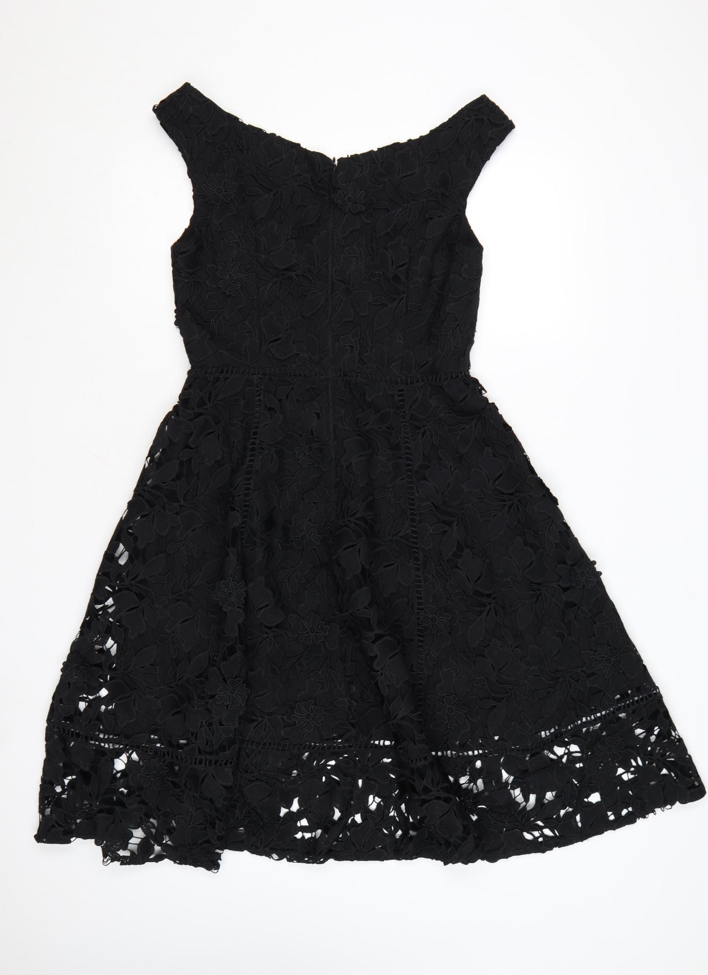 French Connection Women's Black Lace Fit & Flare Dress Size 10
