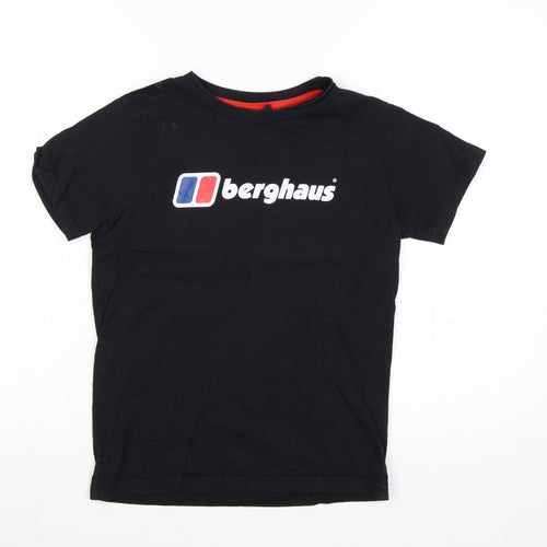 Berghaus Boys Black 11-12 Years Logo Cotton Short Sleeve T-Shirt