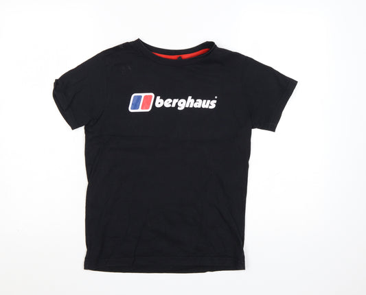 Berghaus Boys Black 11-12 Years Logo Cotton Short Sleeve T-Shirt