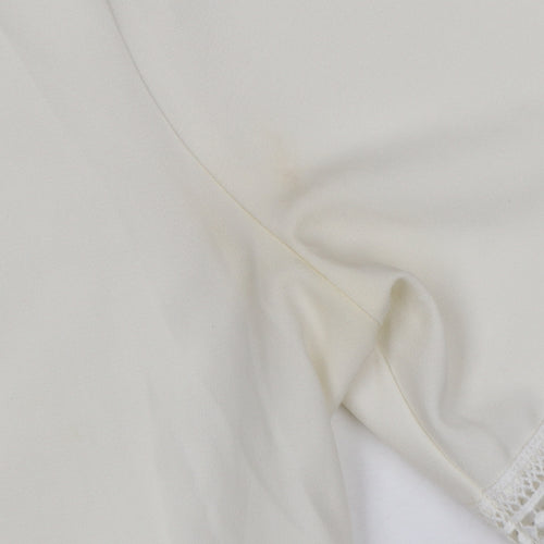 Zara Women Ivory Lace Peplum Tunic Blouse Size 14 Short Sleeve