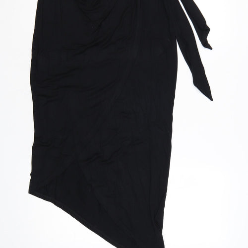ASOS Women’s Black Wrap Midi Skirt Size 10 Viscose Stretch