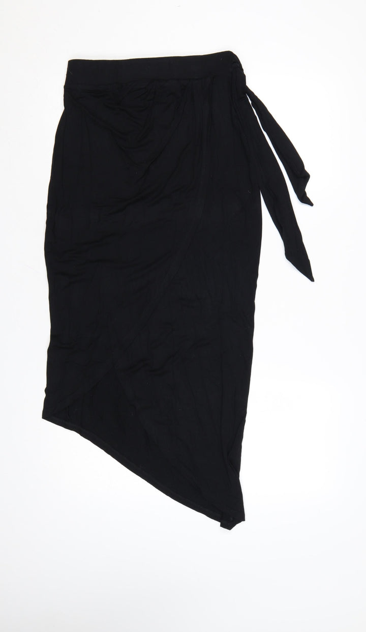 ASOS Women’s Black Wrap Midi Skirt Size 10 Viscose Stretch