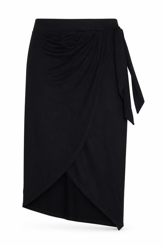 ASOS Women’s Black Wrap Midi Skirt Size 10 Viscose Stretch