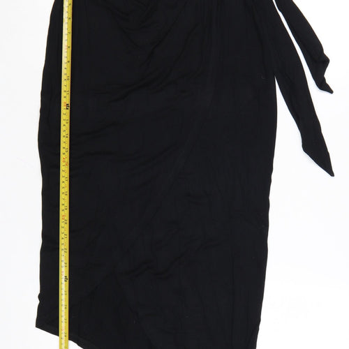 ASOS Women’s Black Wrap Midi Skirt Size 10 Viscose Stretch
