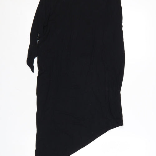 ASOS Women’s Black Wrap Midi Skirt Size 10 Viscose Stretch