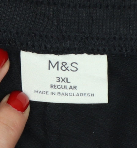 Marks and Spencer Men's Black 3XL Regular Fit Cotton Joggers