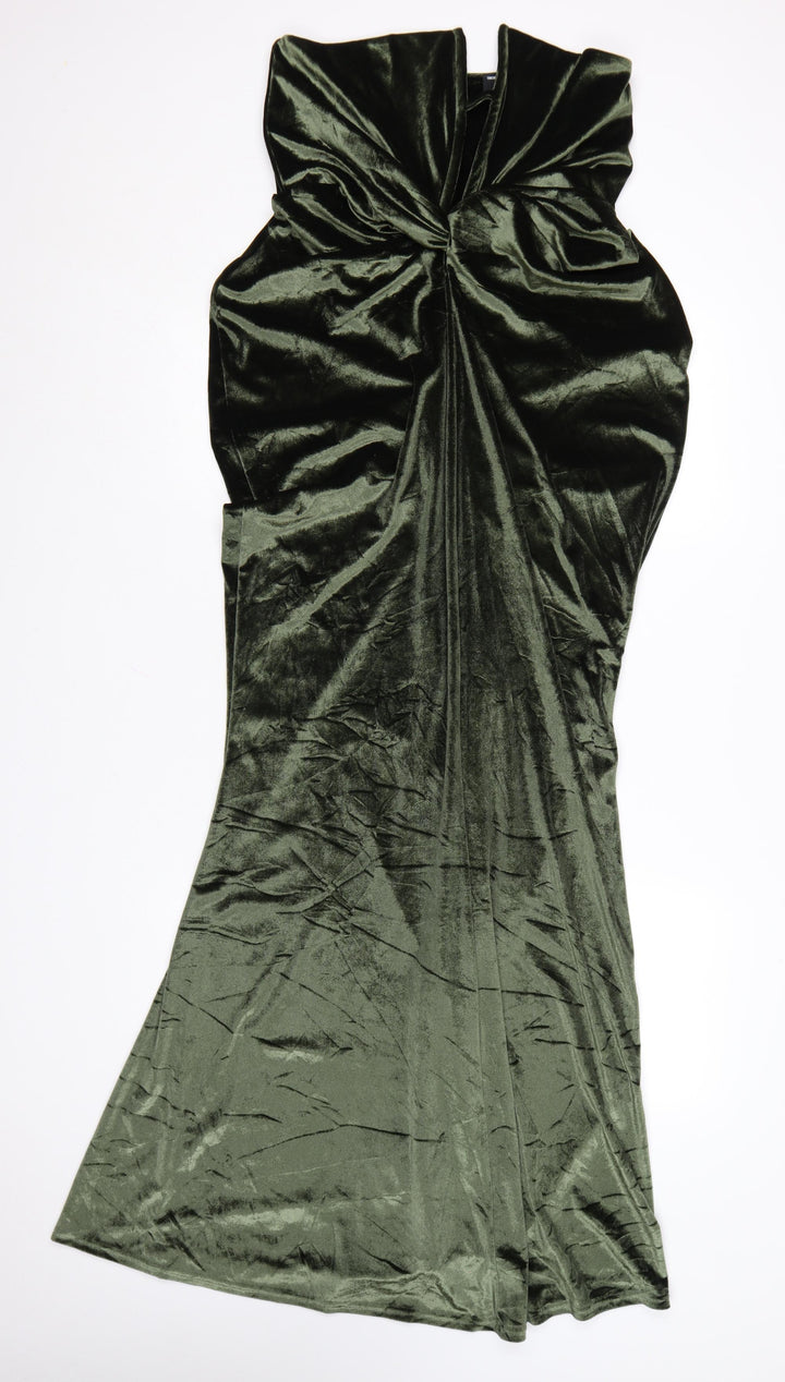 ASOS DESIGN Women’s Green Velvet Strapless Mermaid Evening Dress Size 14