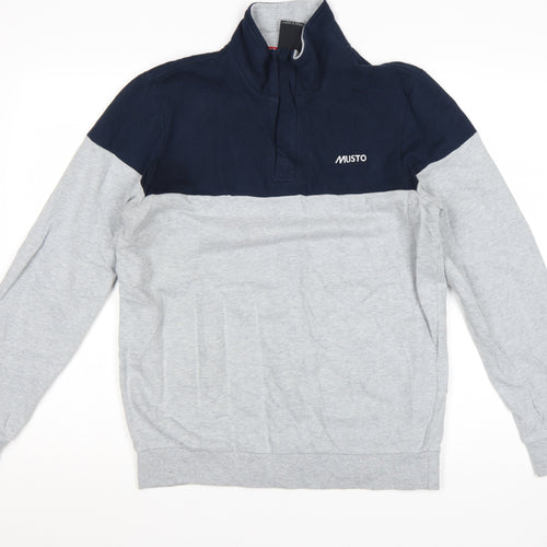 Musto Men's Grey & Navy 1/2 Zip Cotton Sweatshirt M