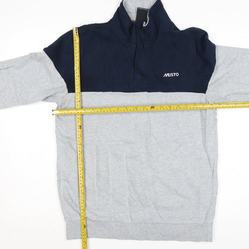 Musto Men's Grey & Navy 1/2 Zip Cotton Sweatshirt M