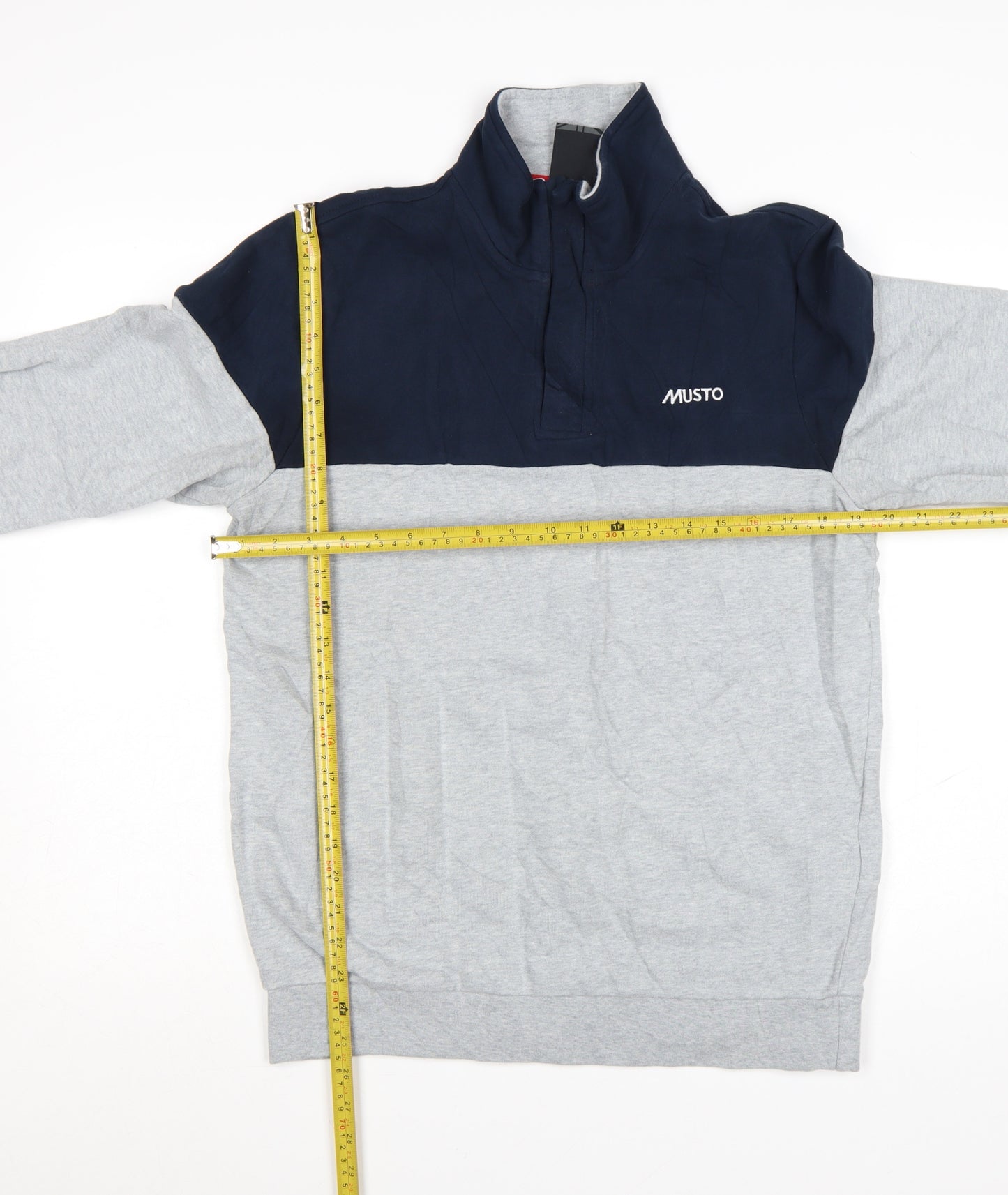 Musto Men's Grey & Navy 1/2 Zip Cotton Sweatshirt M