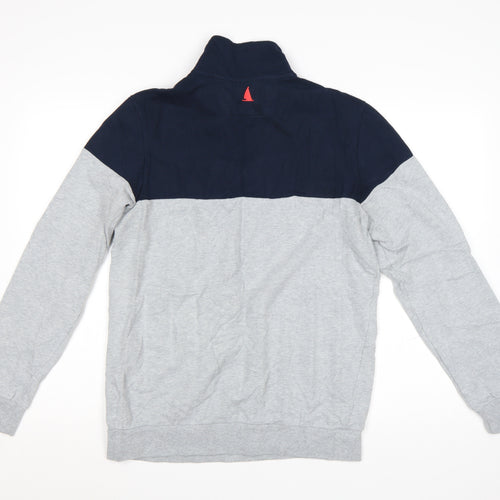 Musto Men's Grey & Navy 1/2 Zip Cotton Sweatshirt M